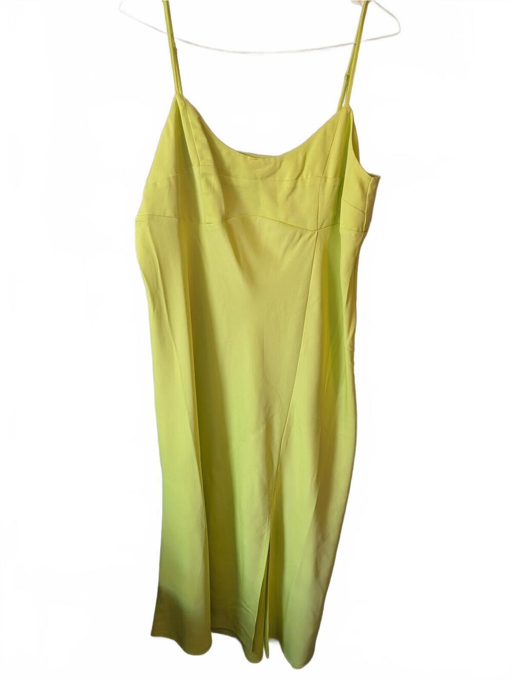 Yellow Adjustable Strap Midi Dress with Side Slit